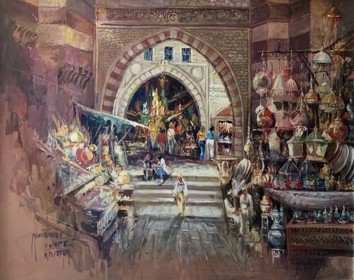 Khan El Khalili Cairo di Mansour Ahmed, Pittura in vendita su Singulart