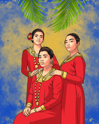 Sisters in Red by ABDULLA YASIR, Digital for Sale on Singulart