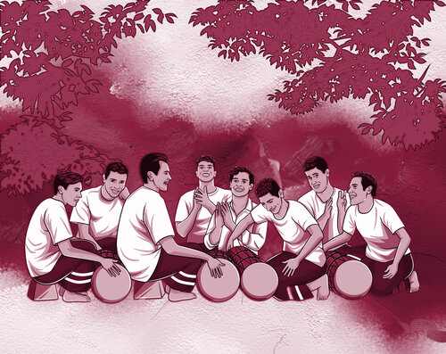 Red and White Prelude to Rhythm van ABDULLA YASIR, Digitaal te koop op Singulart