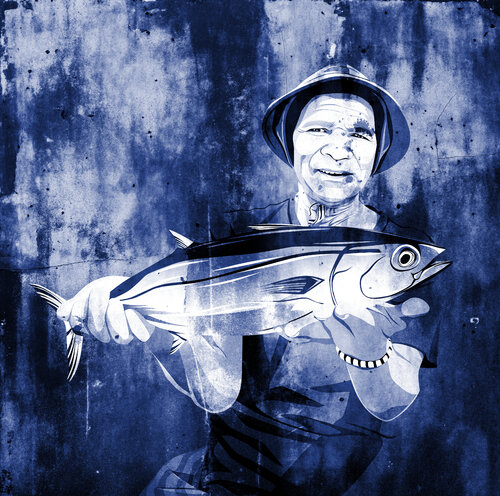 Indigo Catch: The Fisherman’s Pride di ABDULLA YASIR, Digitale in vendita su Singulart