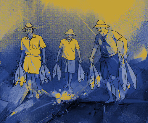 Return in Blue and Gold von ABDULLA YASIR, Zeichnungen kaufen auf Singulart