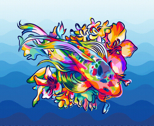 Koi in the Coral Bloom de ABDULLA YASIR, Digital a la venta en Singulart
