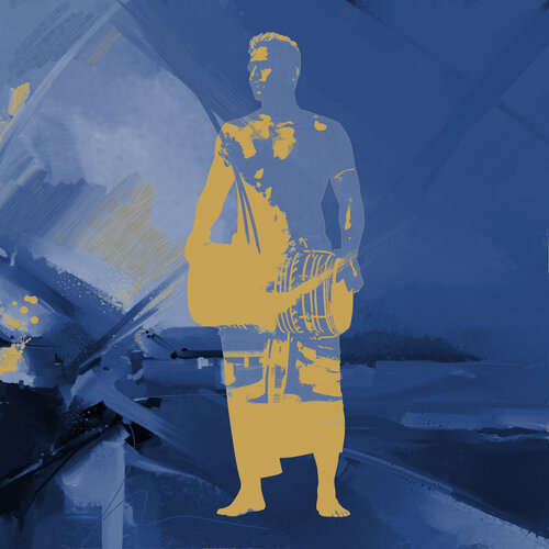 Sentinel in Indigo and Ochre von ABDULLA YASIR, Digital kaufen auf Singulart