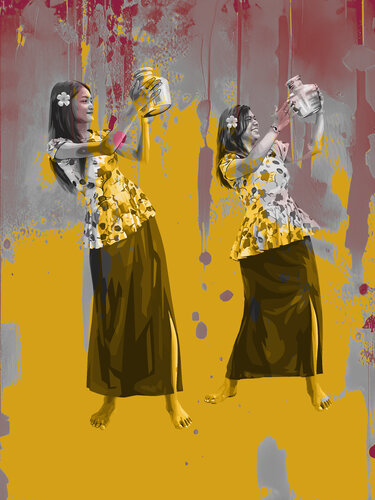 Bandiyaa: Rhythm of Red and Saffron van ABDULLA YASIR, Afdruk te koop op Singulart