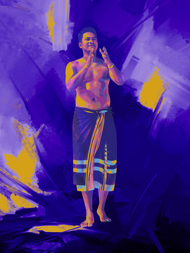Rhythms of Indigo Fire von ABDULLA YASIR, Druck kaufen auf Singulart