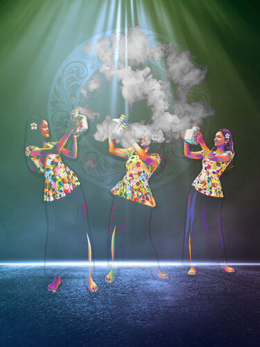 Ritual Smoke Offering — Three Women in Maldivian Floral Attire (ARBLCL) van ABDULLA YASIR, Afdruk te koop op Singulart