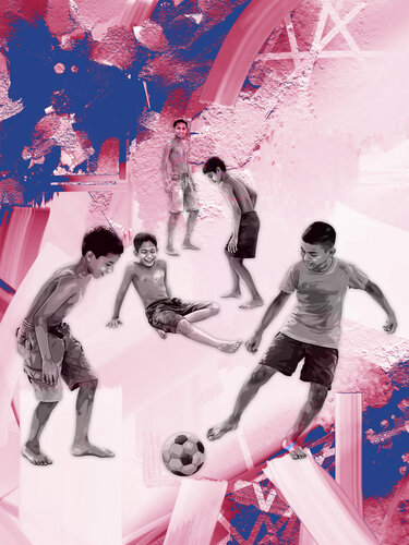 Barefoot Rules — Shirtless vs Shirted van ABDULLA YASIR, Afdruk te koop op Singulart