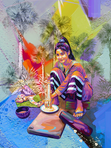 Grinding the Sea’s Memory — A Scene from Islands at Work by ABDULLA YASIR, Print for Sale on Singulart