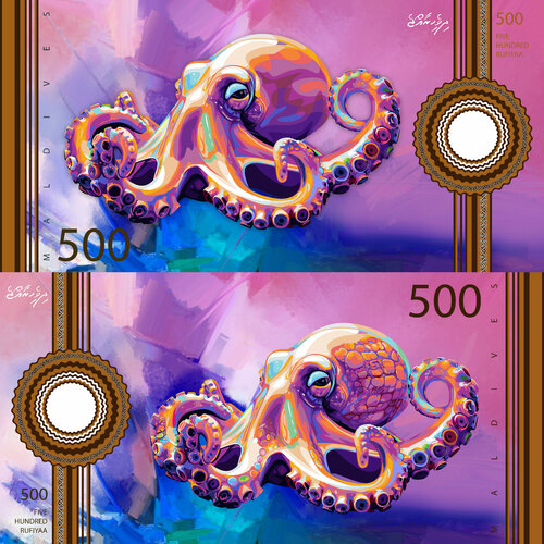 Octopus — Maldives Shredded Money Art — MMA Competition Series by ABDULLA YASIR, Print for Sale on Singulart