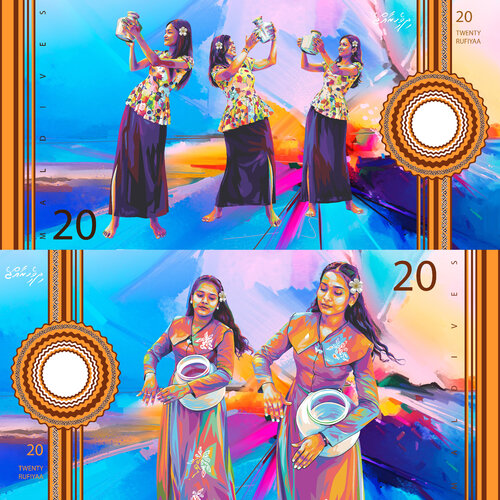 Bandiyaa Dance — Maldives Shredded Money Art — MMA Competition Series de ABDULLA YASIR, Impresión a la venta en Singulart