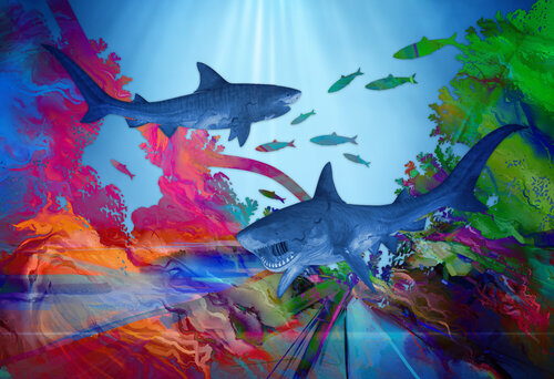 Shark Frenzy of Fuvahmulah — Maldives’ Wildest Dive Zone Unleashed by ABDULLA YASIR, Digital for Sale on Singulart