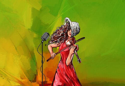 The Violinist Who Set the Room on Fire — Without a Single Word van ABDULLA YASIR, Digitaal te koop op Singulart