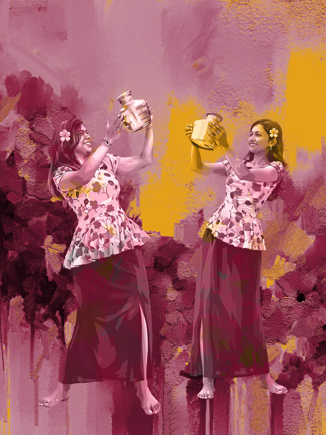 Bandiyaa in Crimson and Gold ABDULLA YASIR Druck zu verkaufen
