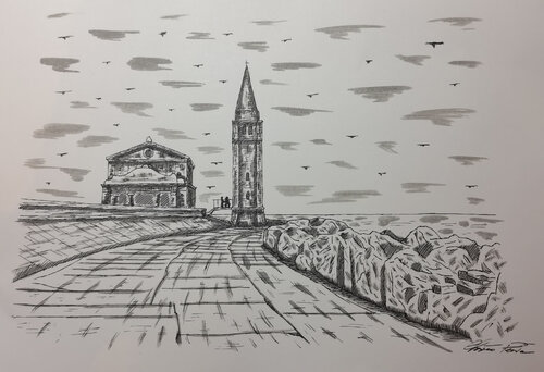 Passeggiando per Caorle de Christian Penta, Dibujo a la venta en Singulart