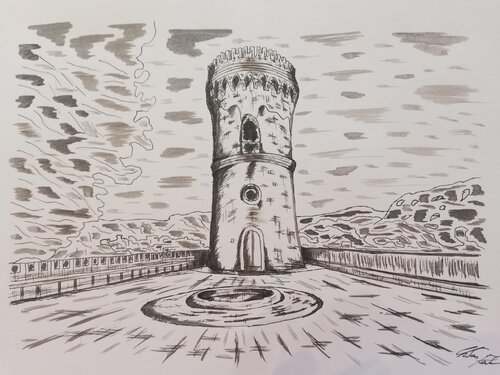 Il castello di Caccuri de Christian Penta, Dibujo a la venta en Singulart