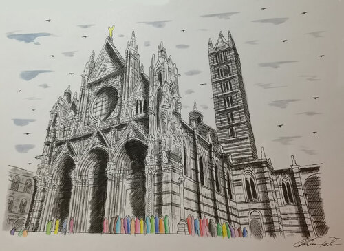 Ammirando Siena di Christian Penta, Disegno in vendita su Singulart