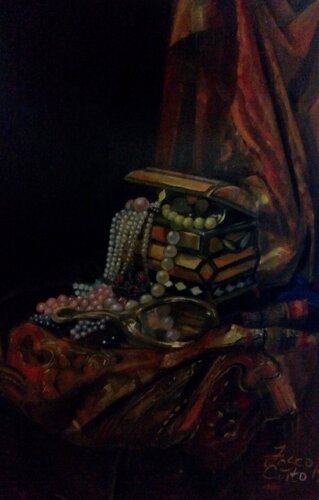 Stilllife with Pearls de Karina Kulyk, Pintura a la venta en Singulart