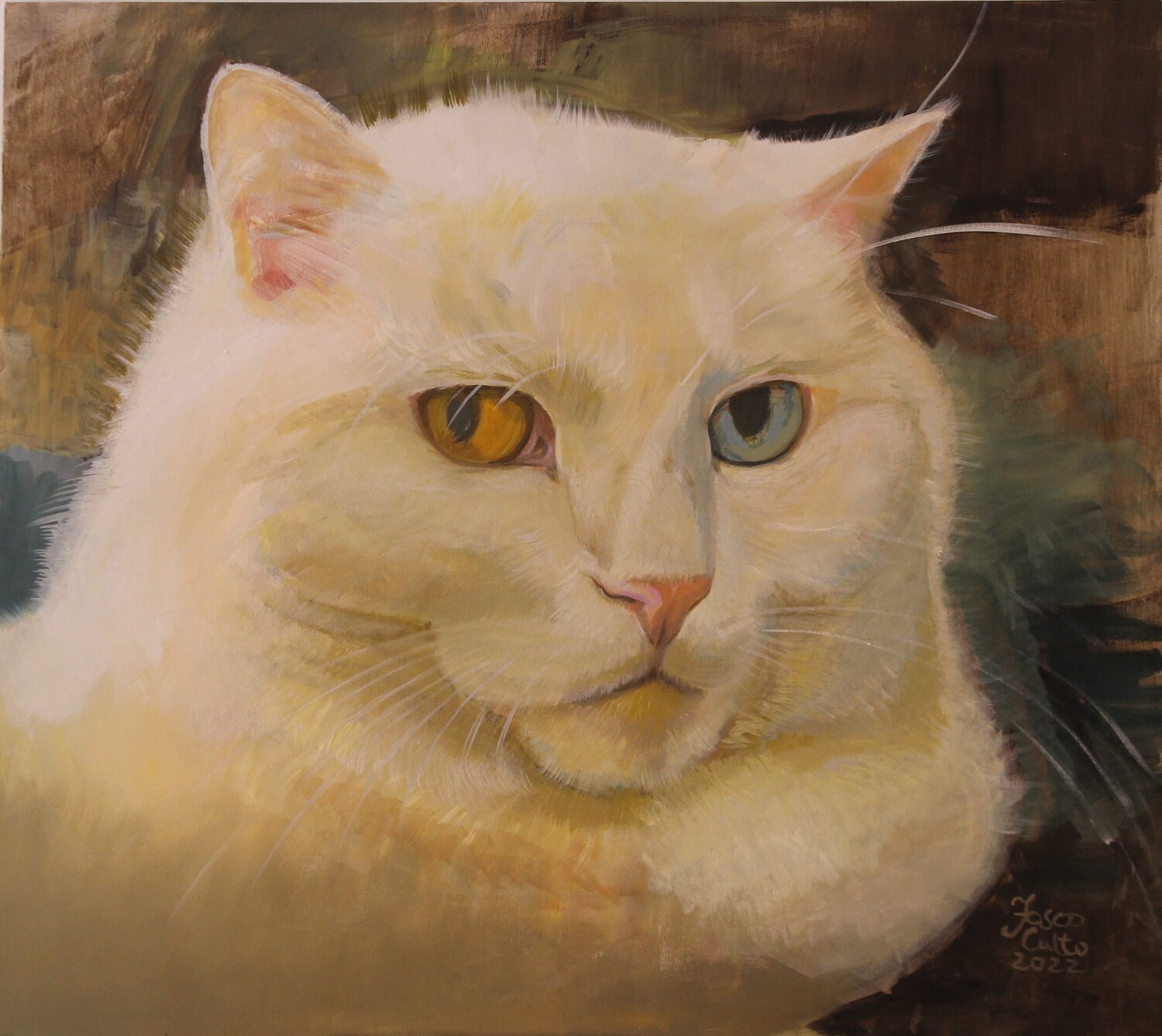 A Portreit of a White Cat Karina Kulyk Originalgemälde zu verkaufen
