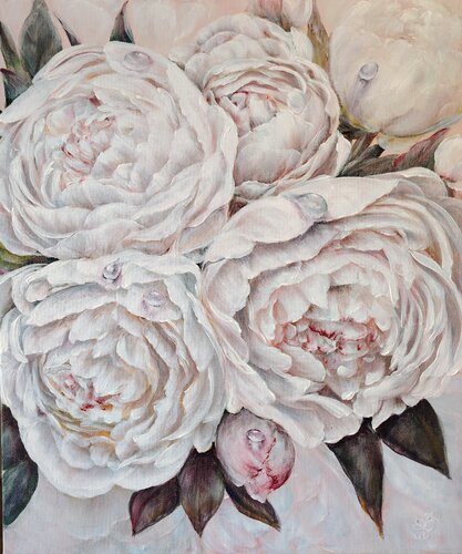 The Pionies Dew. Original. van Elena Pertceva, Schilderij te koop op Singulart