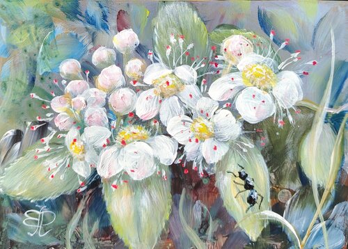 Author's painting "Batterfly and Kasmeya ". Original by Elena Pertceva, Painting for Sale on Singulart