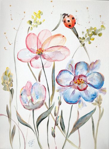 Author's painting "The Ladybug". Original. by Elena Pertceva, Drawing for Sale on Singulart