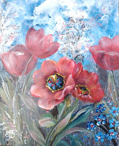 Author's painting "Spring Tulips". Original. by Elena Pertceva, Painting for Sale on Singulart