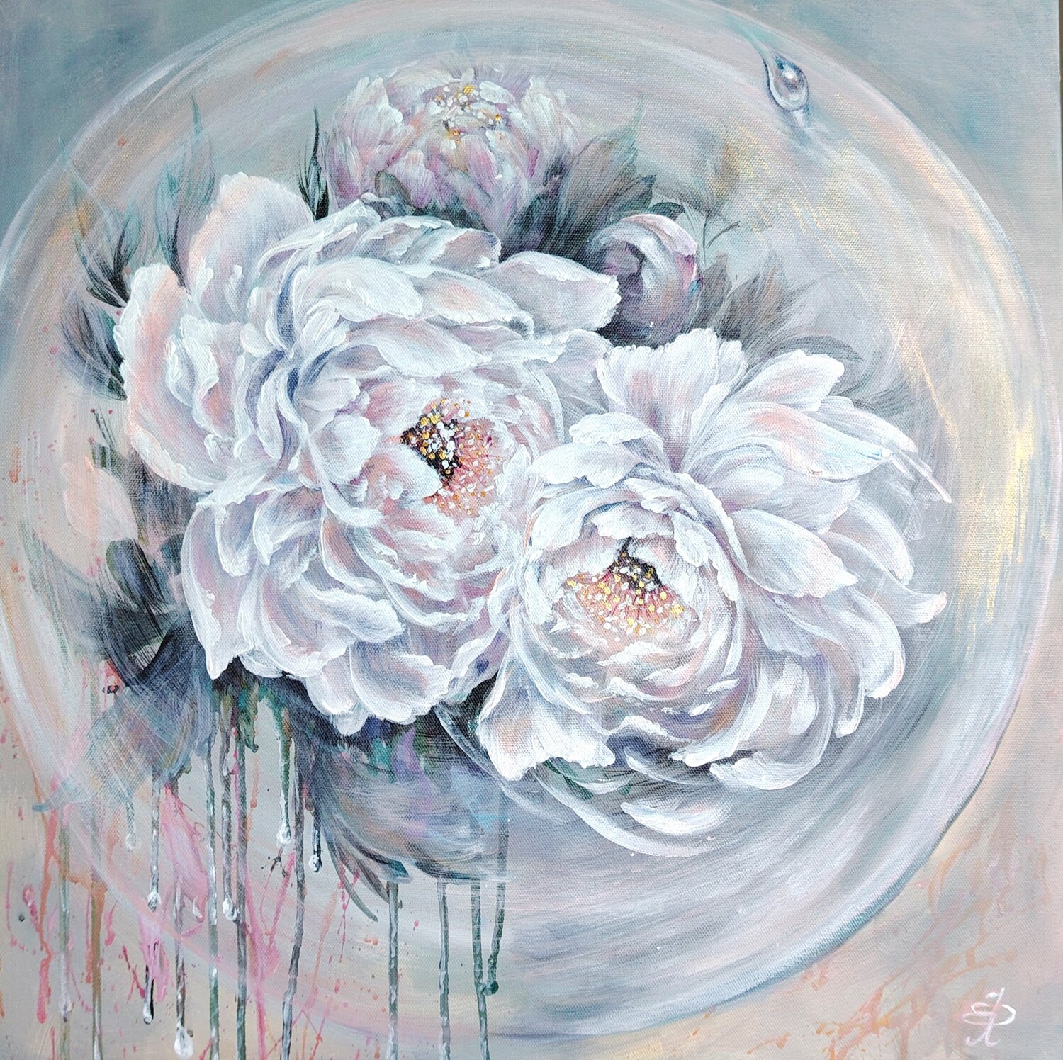 Embrace of peonies. Original. Elena Pertceva Original painting for sale
