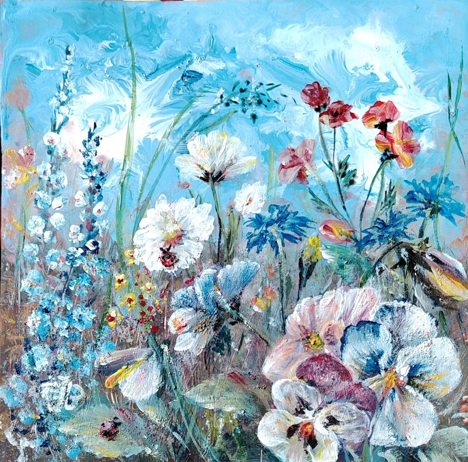 Author's miniature "Tha Flowers' Joy". Original. Elena Pertceva Origineel schilderij te koop