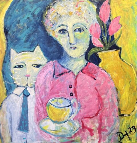 Cat Lady van Dorte Have, Schilderij te koop op Singulart