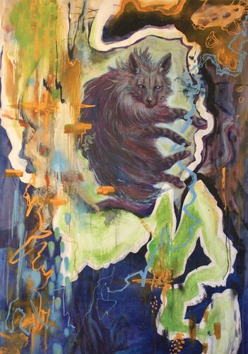 Brown Hyena Dreamscape di Livia Schneider Painter, Pittura in vendita su Singulart