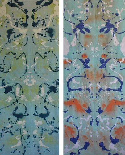 Dream Diptych, Green and Blue Orange von Livia Schneider Painter, Malerei kaufen auf Singulart