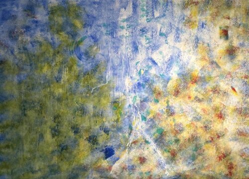 —Nostalgia Recalls Hiking In The Burney Falls (9/6/2025)— di James Oliver Jones Jr, Pittura in vendita su Singulart