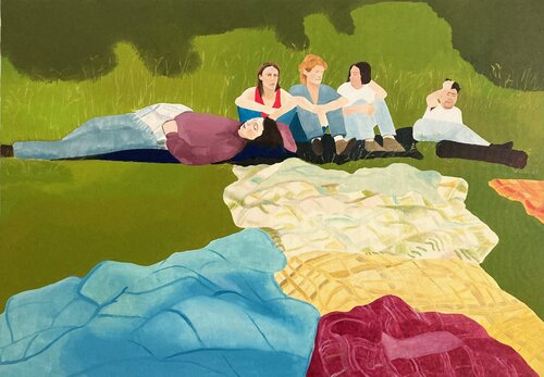 Ragazzi sull'erba by Micol Magni, Painting for Sale on Singulart