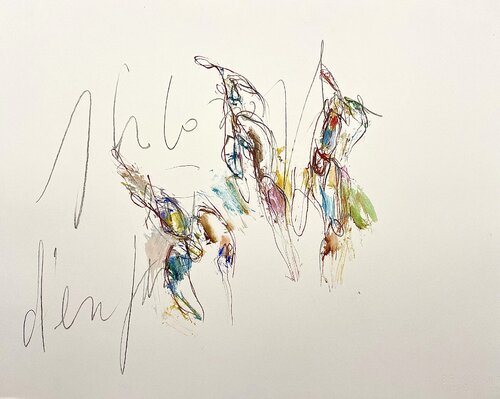 Philo d'enfants - (détail) oeuvre graphique sur papier - 52x63cm by Lucile Travert, Work on Paper for Sale on Singulart