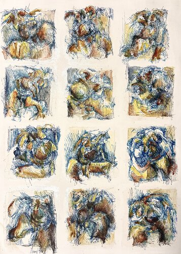 Vibrations corporelles - oeuvre papier 50x65 cm by Lucile Travert, Work on Paper for Sale on Singulart