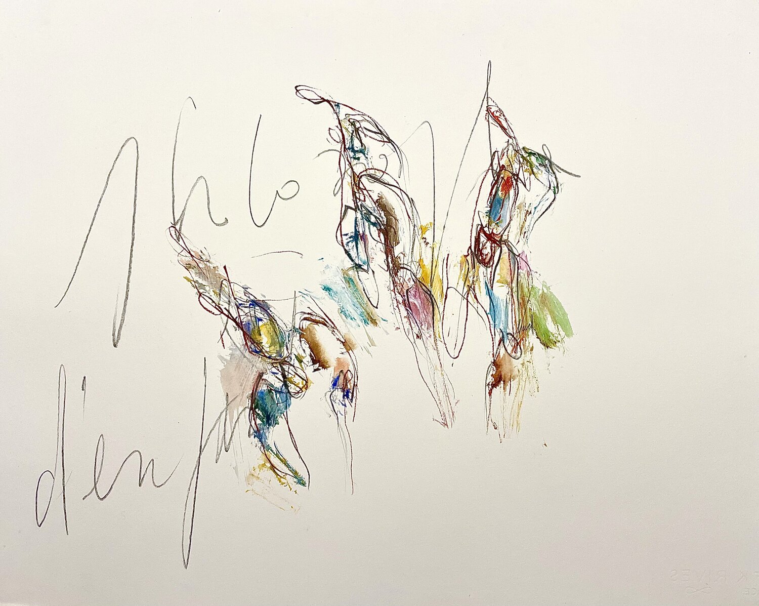 Philo d'enfants - (détail) oeuvre graphique sur papier - 52x63cm Lucile Travert Opera su carta in vendita