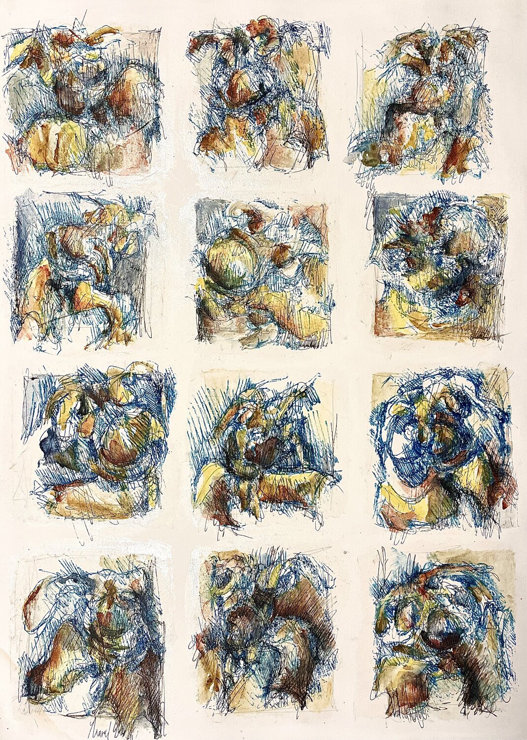 Vibrations corporelles - oeuvre papier 50x65 cm Lucile Travert
