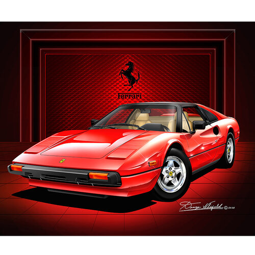 1980-1982 FERRARI 308 GTS FINE ART PRINT van Danny Whitfield, Afdruk te koop op Singulart
