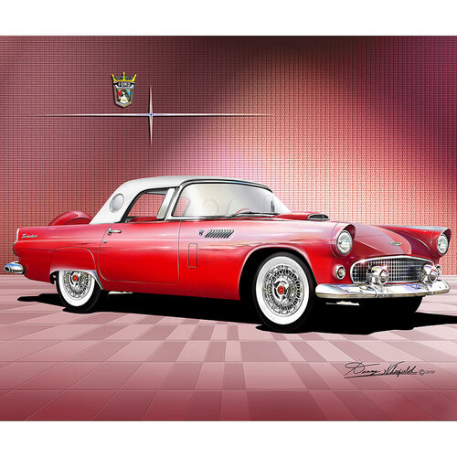 1956 FORD THUNDERBIRD COUPE FINE ART PRINT AVAILABLE IN 7 DIFFERENT COLORS - EACH COLOR IS INDIVIDUALLY PRICED de Danny Whitfield, Impresión a la venta en Singulart