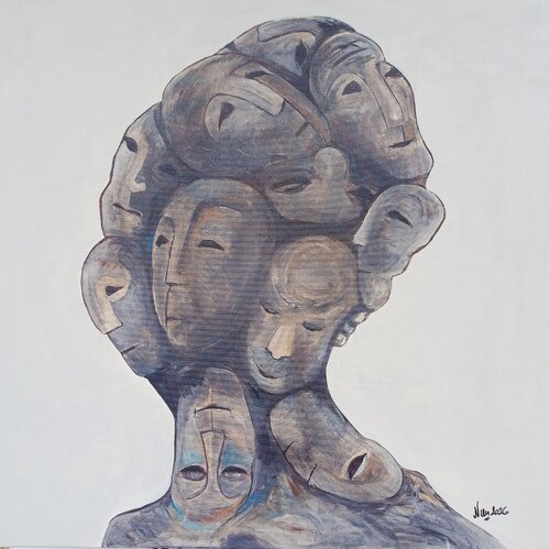 Identity: The Faces of a Life par Monika Nun, Peinture en vente sur Singulart