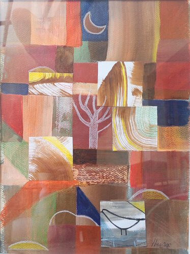Garden in Moonlight with Bird – Homnage á Klee by Monika Nun, Painting for Sale on Singulart