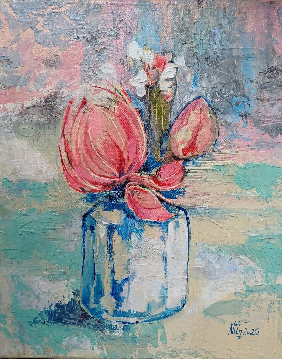The Fragility of a Spring Moment Monika Nun Originalgemälde zu verkaufen