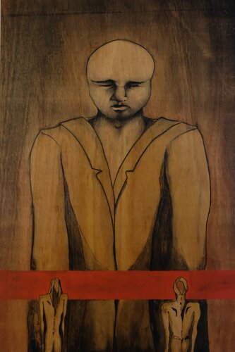 Rode lijn, Red line. by Peter Moens, Painting for Sale on Singulart