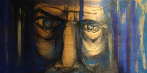 Kijken in blauw di Peter Moens, Pittura in vendita su Singulart