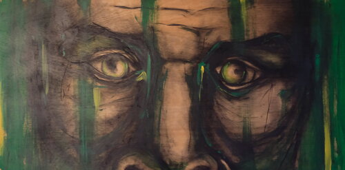 Kijken in groen di Peter Moens, Pittura in vendita su Singulart
