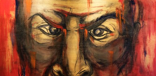 Kijken in rood di Peter Moens, Pittura in vendita su Singulart