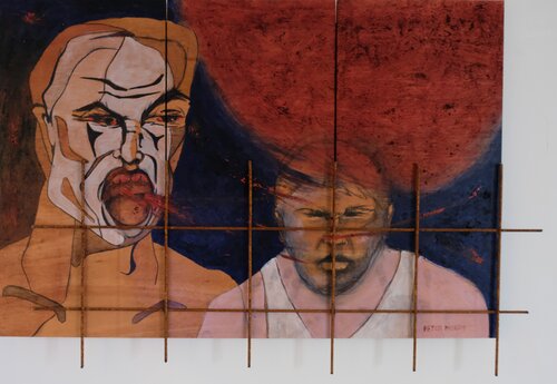 "Vermoorde onschuld" triptiek over emotionele, interfamiliaire kindermishandeling by Peter Moens, Painting for Sale on Singulart