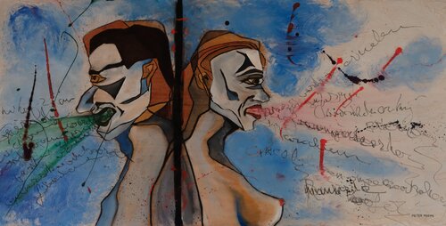 "Naast elkaar praten" von Peter Moens, Malerei kaufen auf Singulart