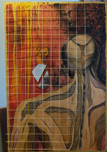 "De spiegel" Wie niet in de spiegel durft te kijken, zal voor eeuwig ronddwalen in het voorgeborchte van zijn eigen gelijk. di Peter Moens, Pittura in vendita su Singulart