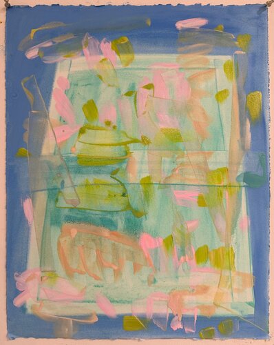 Teal on Blue Court van Carrie Elston, Tekening te koop op Singulart